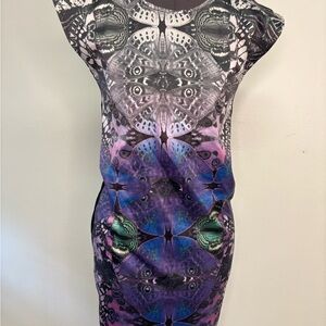 🦋Ted Baker Black and Purple Butterfly 🦋 Bodycon Dress